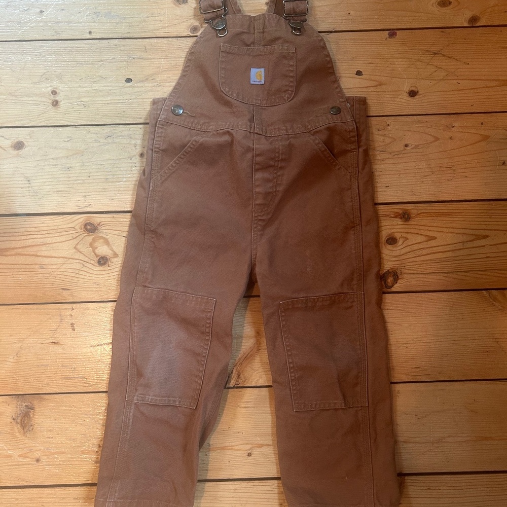 Toddler Carhartt Bib Overalls (Sz 3T) Tan Canvas